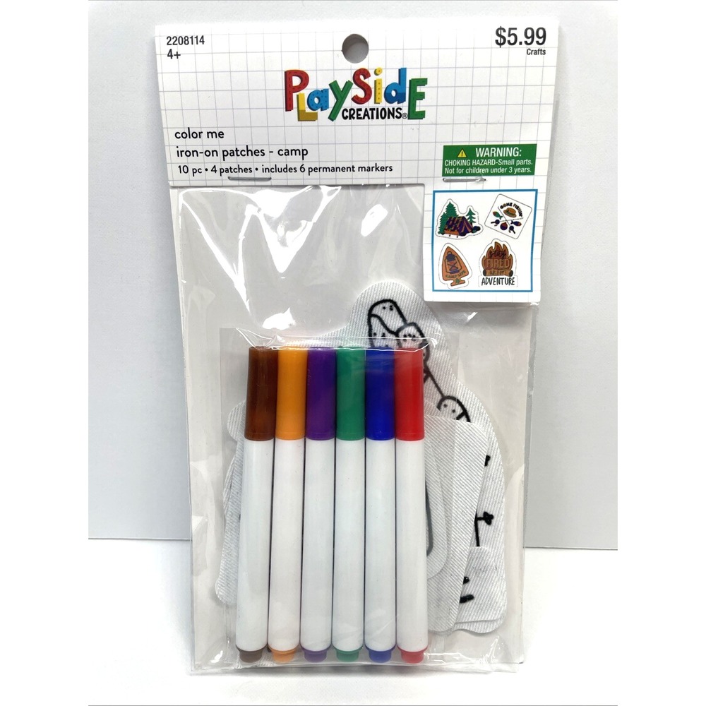 Playside Creations Color Me Iron-On Camp Patches‎ Kids Craft Kit